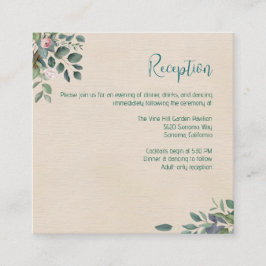 Cartão De Informações Recepção de Casamento Floral Blush Sage