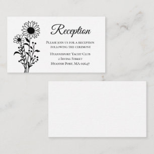 Cartão De Informações Recepção de casamento Floral Branca de Girassol Ne