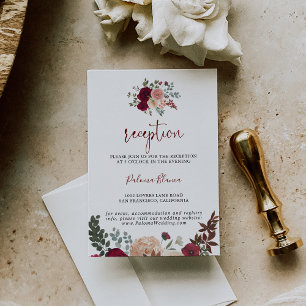 Cartão De Informações Recepção de casamento Floral Cinzenta Rosa Brilhan