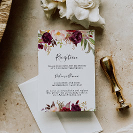 Cartão De Informações Recepção de casamento Floral Colorida Rustic Boho