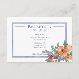 Cartão De Informações Recepção de Casamento Floral com Aquarela em Pêsse