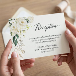 Cartão De Informações Recepção de Casamento Floral com Verde e Rosa Bran