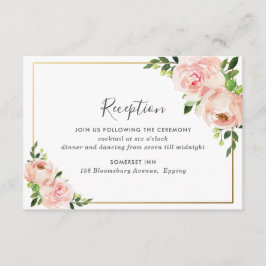 Cartão De Informações Recepção de casamento Floral Cor-de-Rosa Moderna