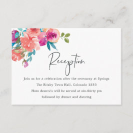 Cartão De Informações Recepção de Casamento Floral Coral e Fandango