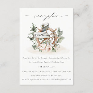 Cartão De Informações Recepção de casamento Floral da Roda de Âncora Náu
