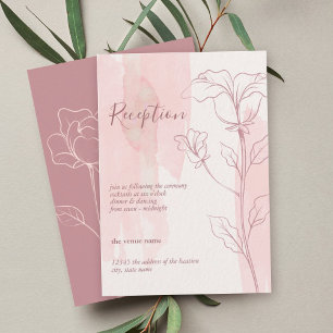 Cartão De Informações Recepção de casamento Floral de Aquarela Rosa Eleg