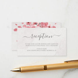 Cartão De Informações Recepção de casamento Floral de Cereja com Flor
