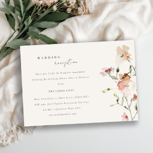 Cartão De Informações Recepção de casamento Floral de Cor da Água do Pra