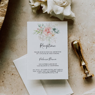 Cartão De Informações Recepção de casamento Floral de Folhagem Verde D