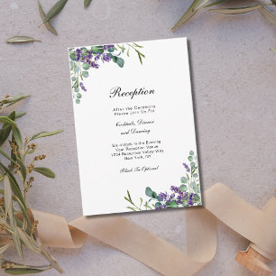 Cartão De Informações Recepção de Casamento Floral de Lavanda Eucalipto