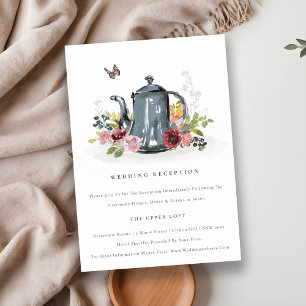 Cartão De Informações Recepção de casamento Floral de Rosa de Folha de C