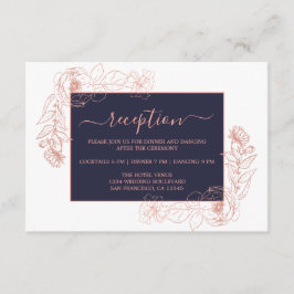 Cartão De Informações Recepção de casamento Floral Dourada Rosa Azul Esc