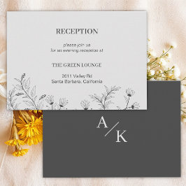 Cartão De Informações Recepção de casamento Floral Elegante