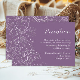Cartão De Informações Recepção de casamento Floral Elegante Dusty Purple
