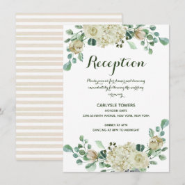 Cartão De Informações Recepção de casamento Floral Elegante Watercolor