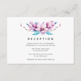 Cartão De Informações Recepção de Casamento Floral Magnólia