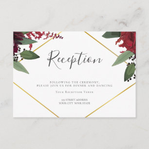 Cartão De Informações Recepção de Casamento Floral Marsala Burgundy Ri