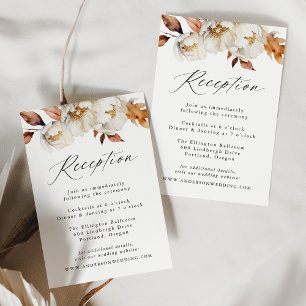Cartão De Informações Recepção de Casamento Floral Outono Rústico