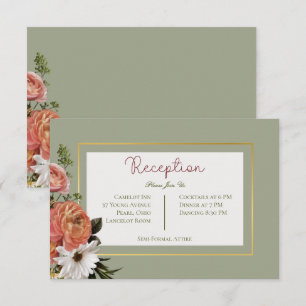 Cartão De Informações Recepção de Casamento Floral Peach Mimosa Blooms