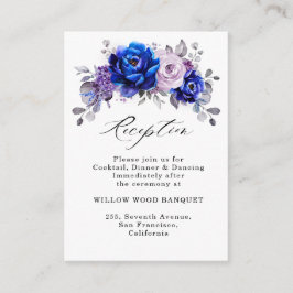 Cartão De Informações Recepção de casamento Floral Real Azul Lilás Roxo