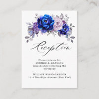 Recepção de casamento Floral Real Azul Lilás Roxo