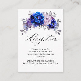 Cartão De Informações Recepção de casamento Floral Real Azul Lilás Roxo