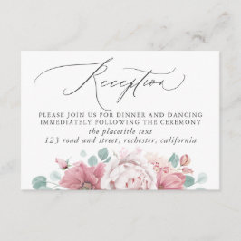 Cartão De Informações Recepção de casamento Floral Rosa Dusty