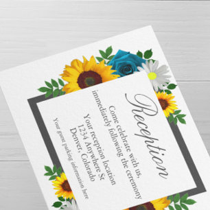 Cartão De Informações Recepção de Casamento Floral Rosa Girassol Margari