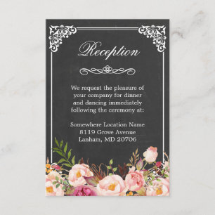 Cartão De Informações Recepção de casamento Floral Russo do Teclado Vi