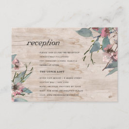 Cartão De Informações Recepção de casamento Floral Russo-Rosa Eucalyptus
