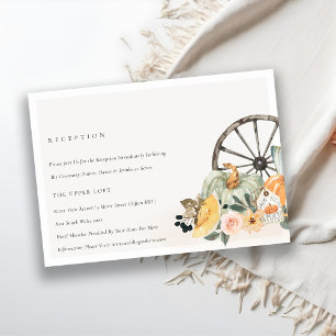 Cartão De Informações Recepção de casamento Floral Rustic Fall Pumpkin L