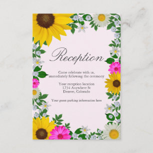 Cartão De Informações Recepção de casamento Floral Rustic Sunflower Dais