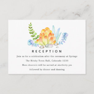 Cartão De Informações Recepção de Casamento Floral Suculento da Moda