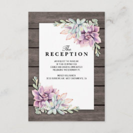 Cartão De Informações Recepção de Casamento Floral Suculento Rústico