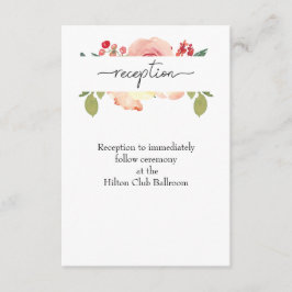 Cartão De Informações Recepção de casamento Floral Vanilla Blush