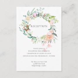Cartão De Informações Recepção de Casamento Floral Verde com Aquarela