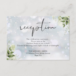 Cartão De Informações Recepção de Casamento Floral Verde de Inverno