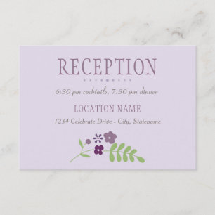 Cartão De Informações Recepção de Casamento Floral Verde Roxo Rústico