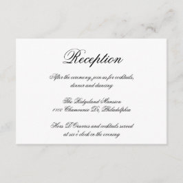 Cartão De Informações Recepção de Casamento Formal com Caligrafia Elegan