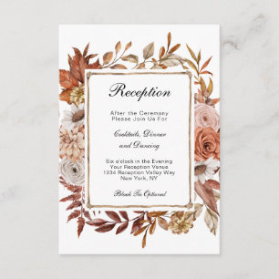 Cartão De Informações Recepção de Casamento Formal Floral de Outono