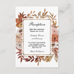 Cartão De Informações Recepção de Casamento Formal Floral de Outono
