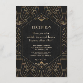 Cartão De Informações Recepção de casamento Gatsby do Excelente Negro Do