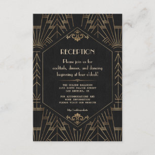 Cartão De Informações Recepção de casamento Gatsby do Excelente Preto Gl