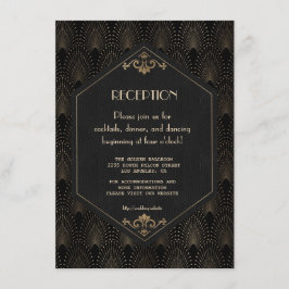 Cartão De Informações Recepção de Casamento Glam Gold Black Great Gatsby