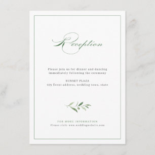 Cartão De Informações Recepção de casamento Greenery do Script Eleganc