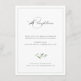 Cartão De Informações Recepção de casamento Greenery do Script Elegance 
