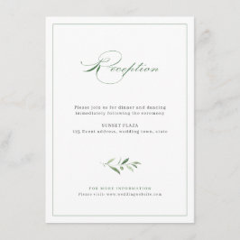 Cartão De Informações Recepção de casamento Greenery do Script Elegance 