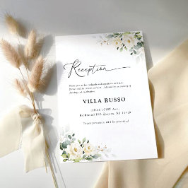 Cartão De Informações Recepção de casamento Greenery White Roses