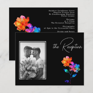 Cartão De Informações 🌈 Recepção de casamento LGBTQ & foto Pétalas & Or
