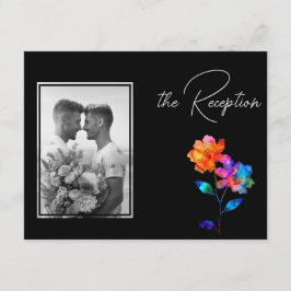 Cartão De Informações 🌈 Recepção de casamento LGBTQ & foto Pétalas & Or